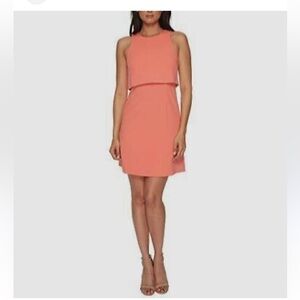 Donna Morgan Women's coral Pop-Over Sleeveless Fit & Flare Dress